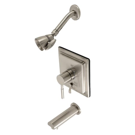 Kingston Brass Tub and Shower Faucet, Brushed Nickel, Wall Mount KB86580DLT